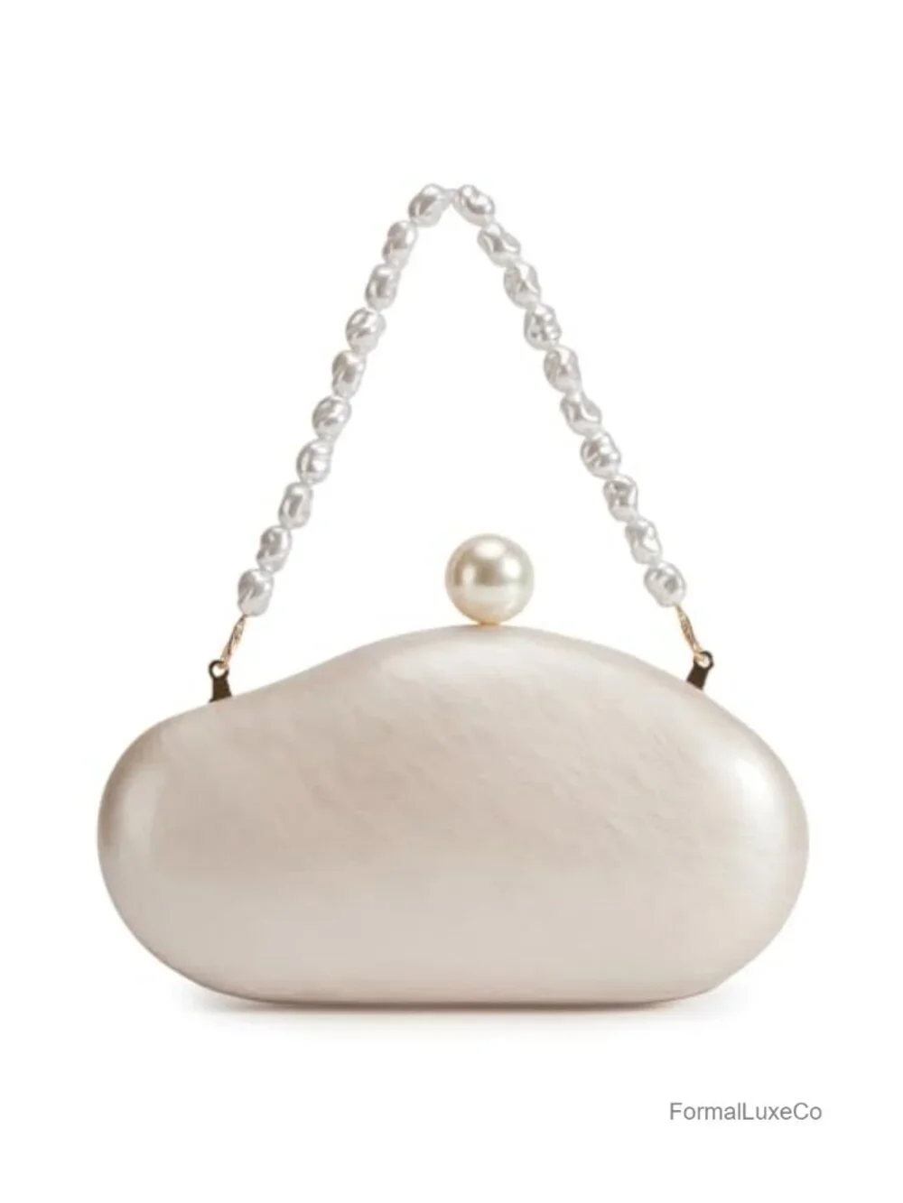 Acrylic Evening Clutch Purse with Pearl Chain Strap Shell Handbag